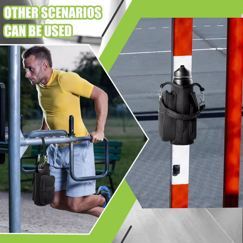 Magnetic Gym Water Bottle Holder W/ Phone Pocket